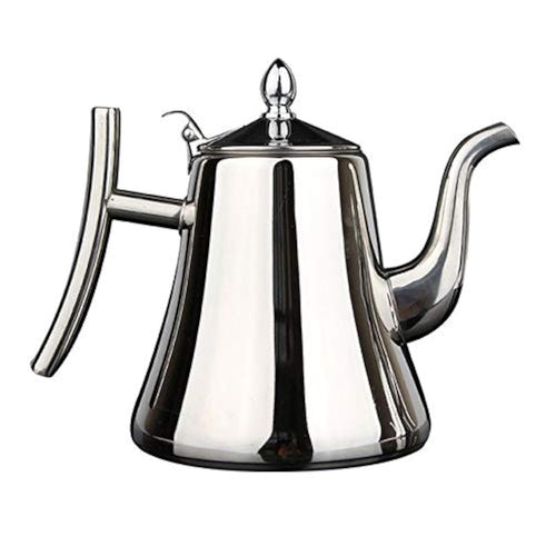 1L/1.5L Stainless Steel Water Kettle TeaPot Thicker With Filter Hotel Tea Pot Coffee Pot Induction Cooker Tea Kettle Gold Silver (1.5L silver)