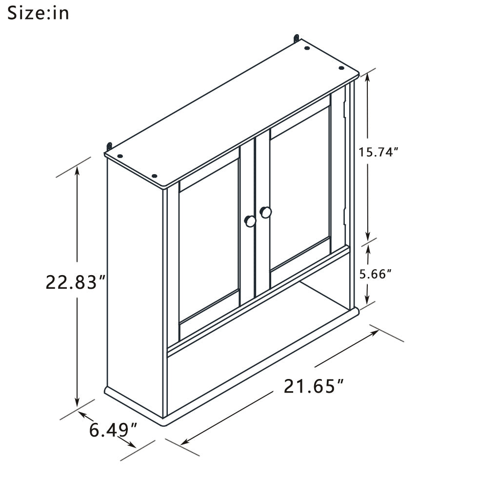 Bathroom Wall Cabinet With Double Mirror Doors And Shelves