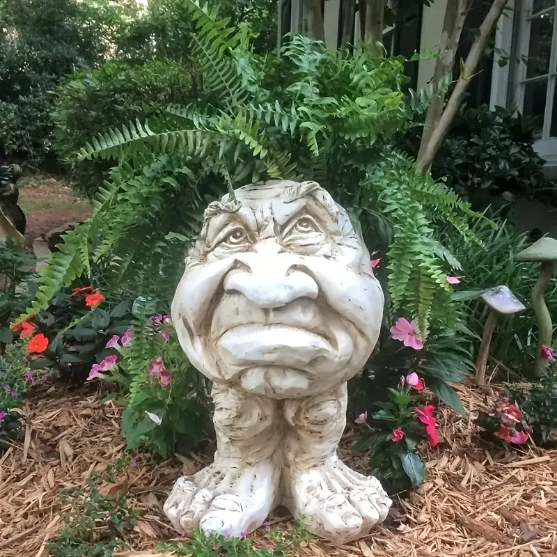 Muggle Head Planter Face Resin Flower Pot Sculpture