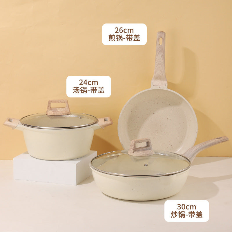 Non-Stick Stone Cookware Set - 4 Pieces for Home Use