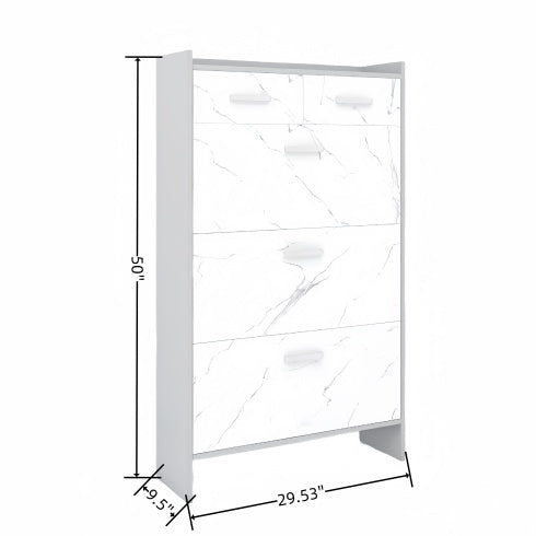High Glossy Marble Color Doors Shoe Rack 3 Doors Shoe Cabinet With 2 Drawers
