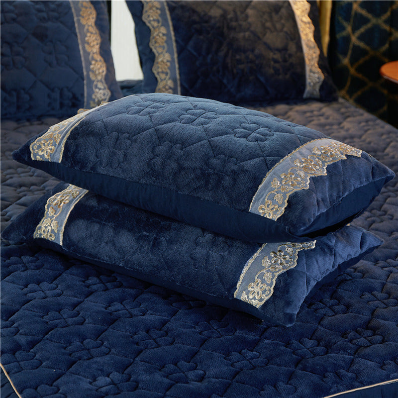 Winter Korean Velvet Quilt Set with Skirt (4 Pieces)