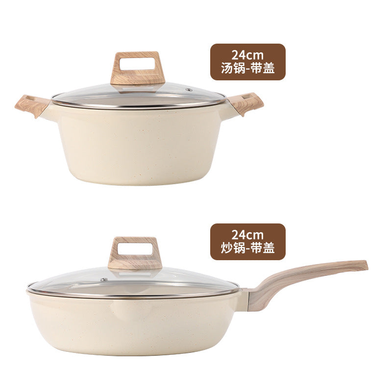 Non-Stick Stone Cookware Set - 4 Pieces for Home Use