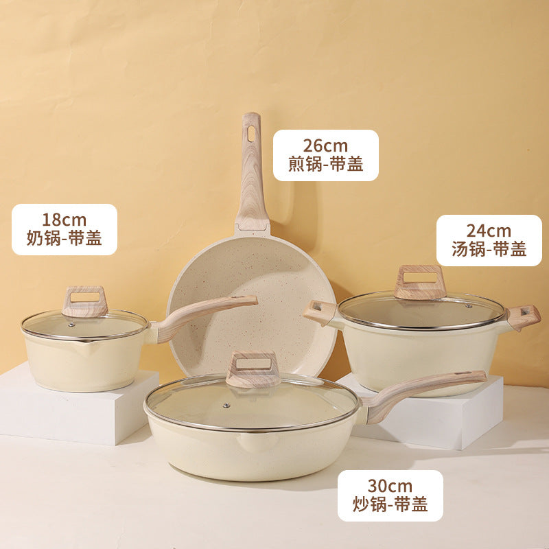 Non-Stick Stone Cookware Set - 4 Pieces for Home Use