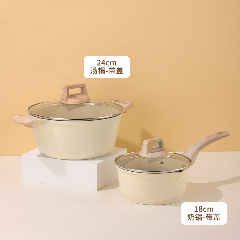 Non-Stick Stone Cookware Set - 4 Pieces for Home Use