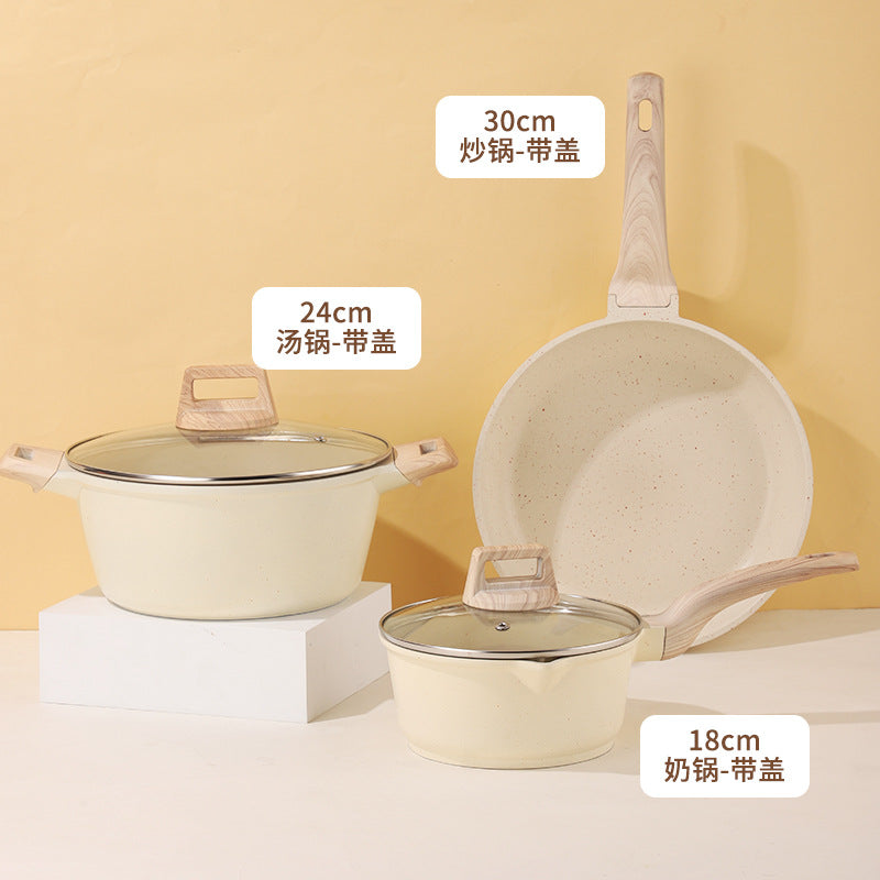 Non-Stick Stone Cookware Set - 4 Pieces for Home Use