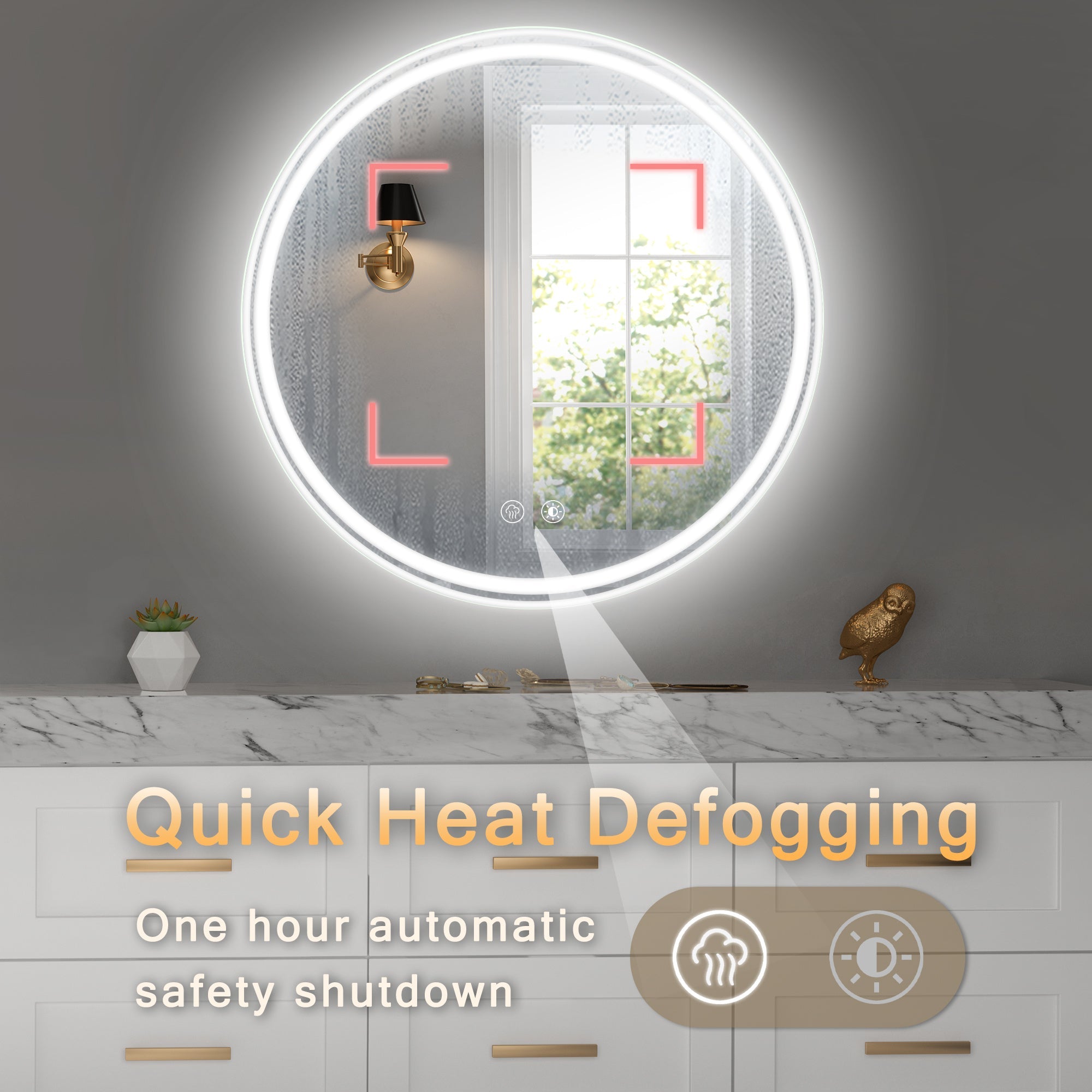 28 Inch Round LED Bathroom Mirror -Wall Mounted